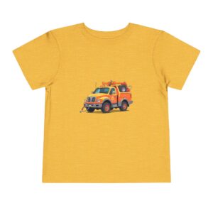 Yellow toddler T-shirt with a colorful tow truck design