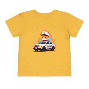 Toddler Short Sleeve Tee with a cute police officer and car design