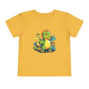 Toddler Short Sleeve Tee with cute green, yellow, and blue dinosaurs design