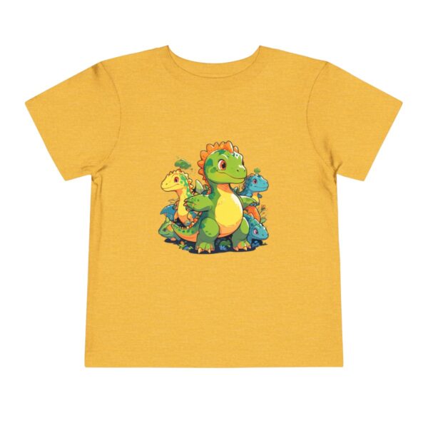 Toddler Short Sleeve Tee with cute green, yellow, and blue dinosaurs design