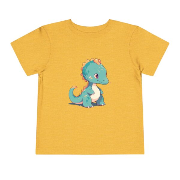 Yellow toddler short sleeve tee with an adorable baby diplodocus design