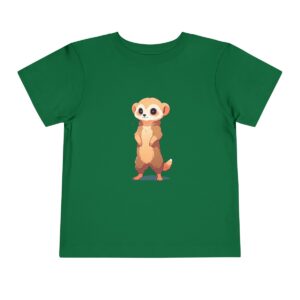 Toddler short sleeve tee with an adorable meerkat design on a green background