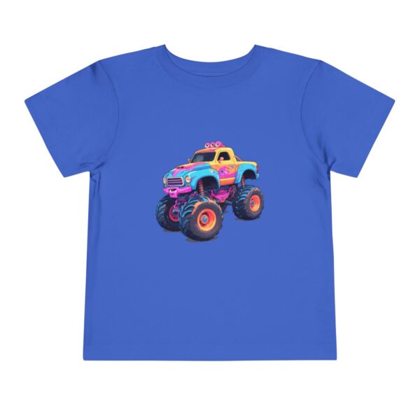 Toddler Short Sleeve Tee with colorful monster truck design