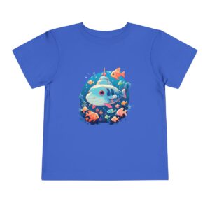 Toddler Short Sleeve Tee with fun blue submarine and colorful fish design