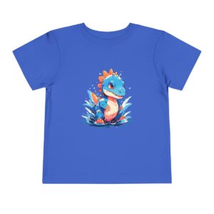 Toddler Short Sleeve Tee with cute blue and orange spinosaurus design