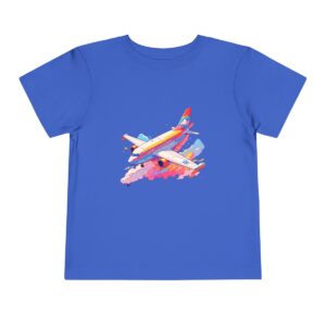 Toddler Short Sleeve Tee with colorful airplane design