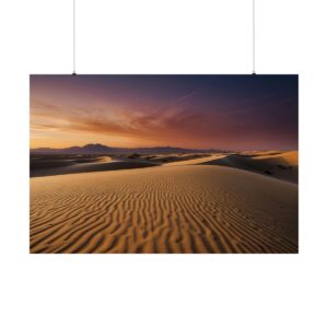 desert landscape at sunset with sand dunes and textured ripples