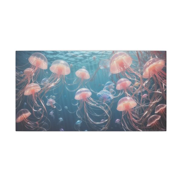 group of pink jellyfish floating gracefully underwater