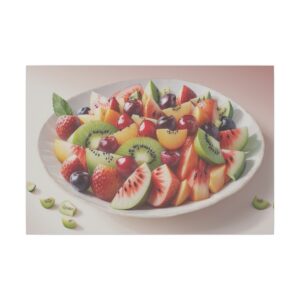 bowl of fresh fruit slices including kiwi, strawberries, and melon