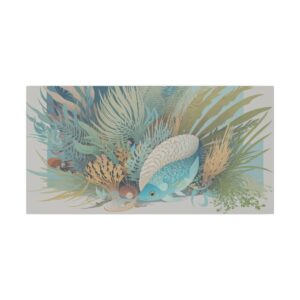 Abstract composition with fish and underwater plants in soft colors