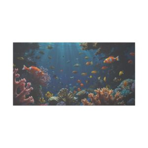 colorful fish swimming through a vibrant coral reef in deep blue ocean