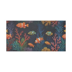 colorful tropical fish swimming among vibrant coral in deep blue water