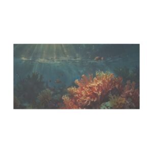 underwater coral reef with sunlight filtering through the water