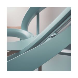 Minimalist abstract design featuring smooth, intertwining curves in soft shades of teal and gray