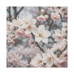 Cherry blossoms in soft focus on a Giclée Print Canvas.