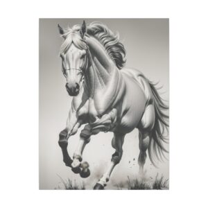 Dynamic image of a galloping horse in grayscale