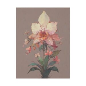 elegant orchid with soft pastel petals against a neutral background