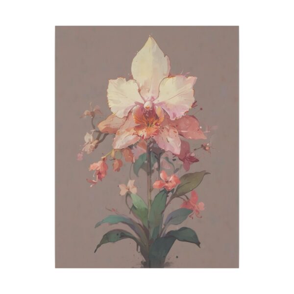 elegant orchid with soft pastel petals against a neutral background