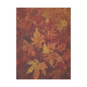 A collection of autumn leaves in warm tones of orange, brown, and yellow