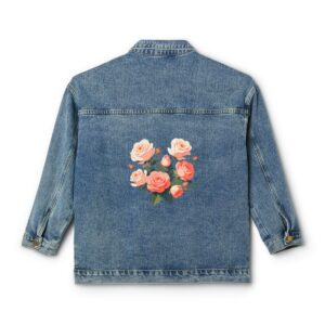 Women's denim jacket with roses design on the back