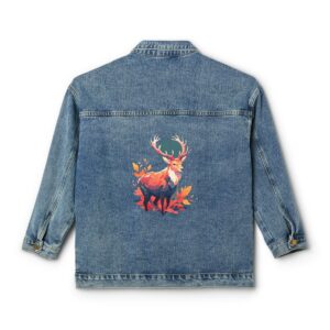 Women's denim jacket with deer design on the back