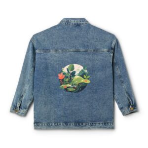 Women's denim jacket with nature design on the back