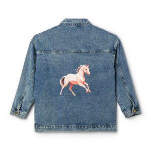 Women's denim jacket with horse design on the back