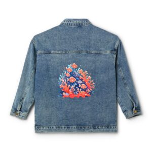 Women's denim jacket with coral reef design on the back