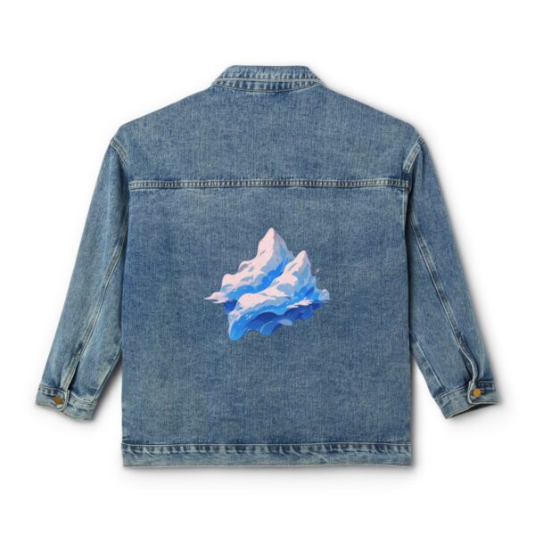 Women's denim jacket with glacier design on the back