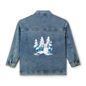 Women's Denim Jacket with snowy forest design on the back