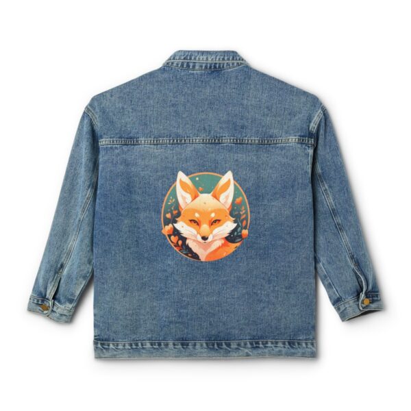 Women's denim jacket with fox design on the back