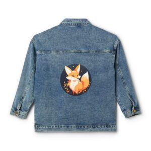 Women's denim jacket with fox design on the back