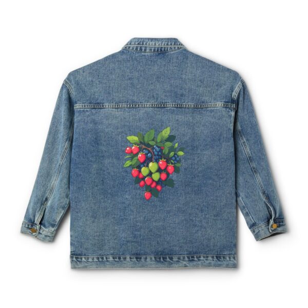 Women's denim jacket with berry design on the back