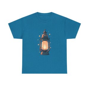 Vintage lantern with glowing light graphic on a unisex cotton tee