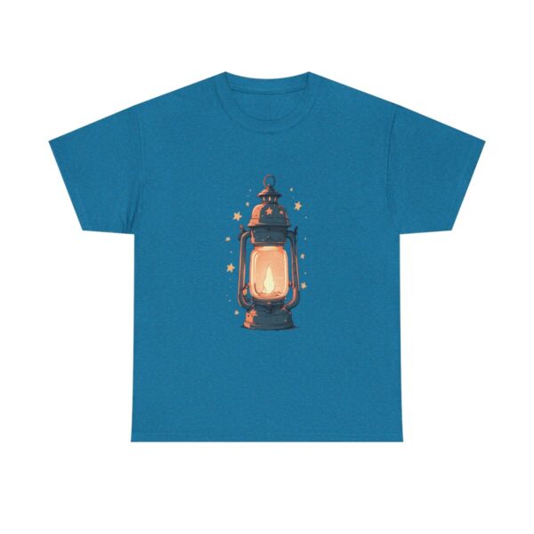 Vintage lantern with glowing light graphic on a unisex cotton tee