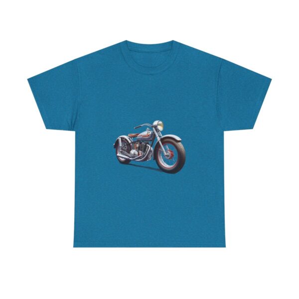 Vintage blue motorcycle graphic on a unisex cotton tee