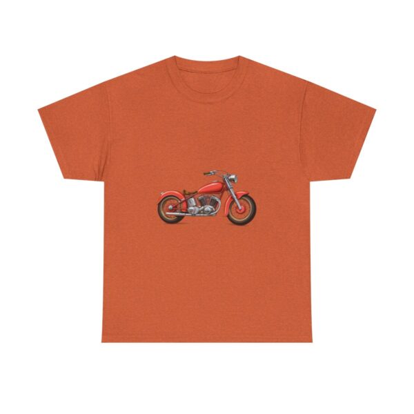 Vintage red motorcycle graphic on a unisex cotton tee