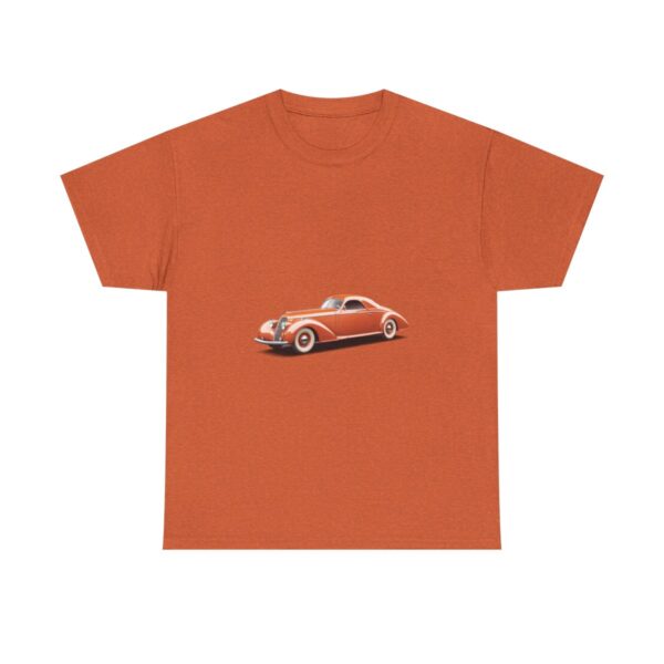 Vintage orange classic car graphic on a unisex cotton tee