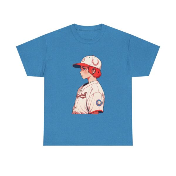 Unisex heavy cotton tee featuring a baseball player in a cap and uniform