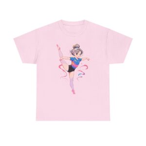 Unisex heavy cotton tee featuring a gymnast performing a high kick with a ribbon