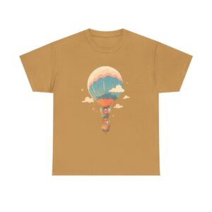 Vintage hot air balloon with animals graphic on a unisex cotton tee