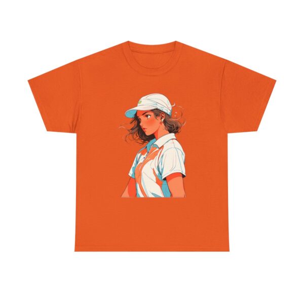 Unisex heavy cotton tee featuring a tennis player in a cap and tennis attire