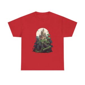 Unisex heavy cotton tee with a mystical castle on a hill design