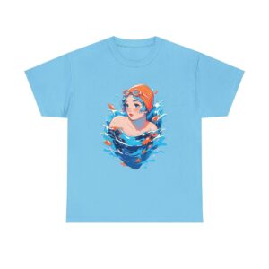 Unisex heavy cotton tee featuring a swimmer in a cap and goggles with water splashes