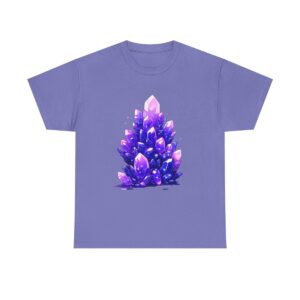 Unisex heavy cotton tee with a vibrant amethyst crystal cluster design