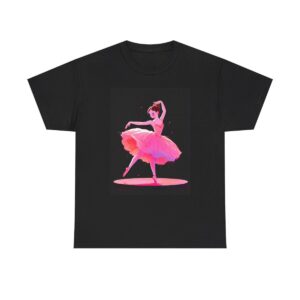 Unisex heavy cotton tee with a ballerina in a pink tutu design