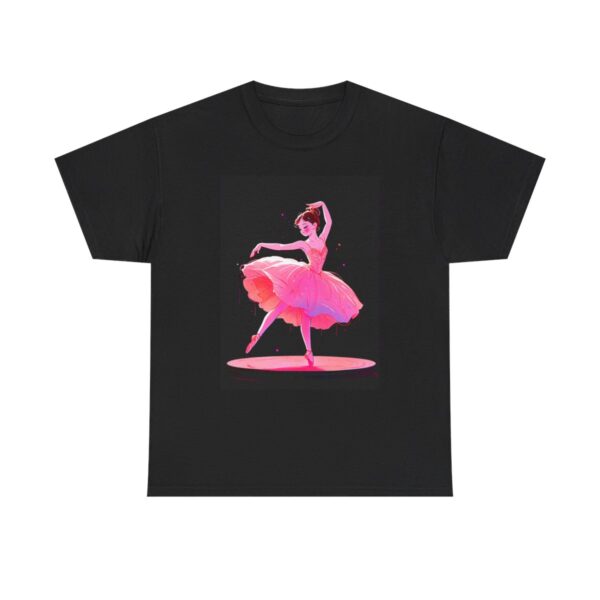 Unisex heavy cotton tee with a ballerina in a pink tutu design