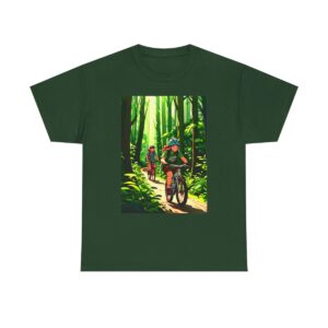 Unisex Tee with a forest biking trail design