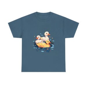 Unisex tee featuring three peaceful ducks swimming together in a pond