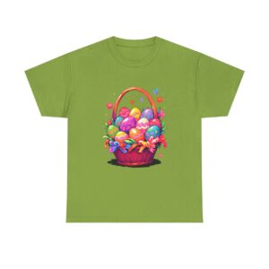 Unisex Tee with colorful Easter eggs in a basket design